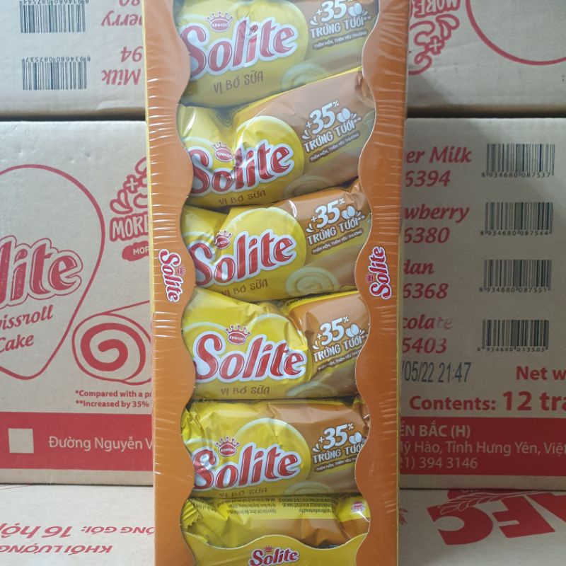 Bánh Bông Lan Cuộn Kem Solite hộp 360gr 20 cái
