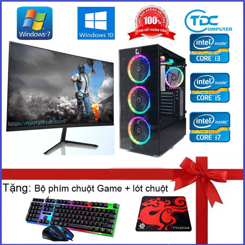 Bộ máy tính để bàn PC Gaming + Màn hình 22inch FULL viền cấu hình core i7, i5, i3 Ram 8GB SSD 240GB chiến game tốt