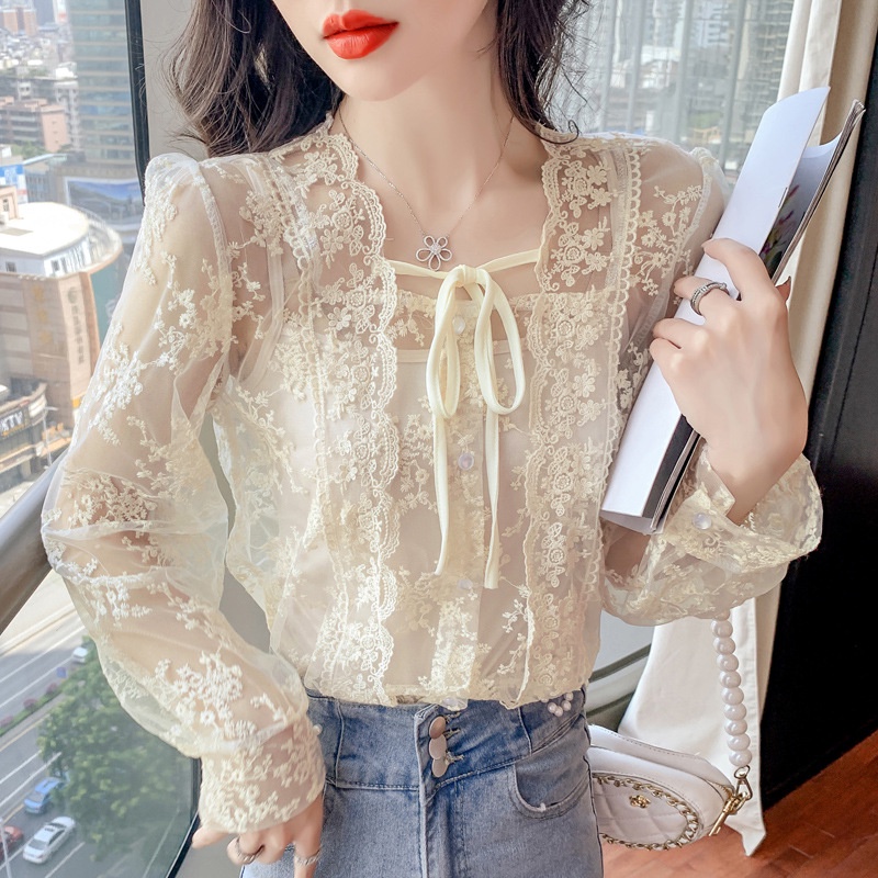 Áo ren tay dài dáng rộng thời trang cho nữ | BigBuy360 - bigbuy360.vn