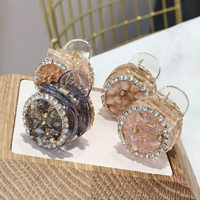 Kẹp Tóc Đính Đá Tròn Nhỏ Xinh Phong Cách Tiểu Thư Xinh Xắn | Kẹp Tóc Nữ Đính Đá Cố Định Tóc Đuôi Ngựa