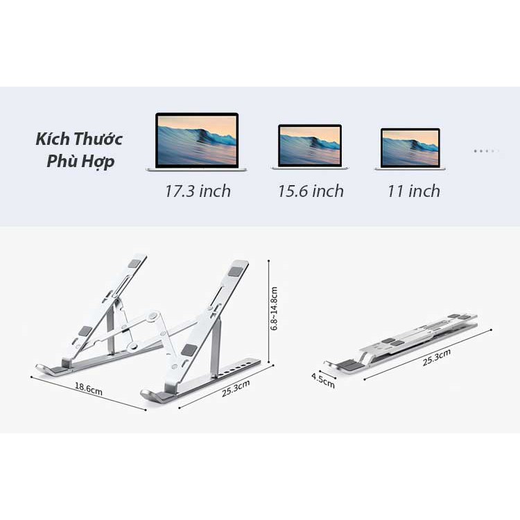 Đế Tản Nhiệt Cao Cấp Dành Cho Laptop - Thiết Kế Sang Trọng - Tùy Chỉnh Độ Cao Và Gấp Gọn