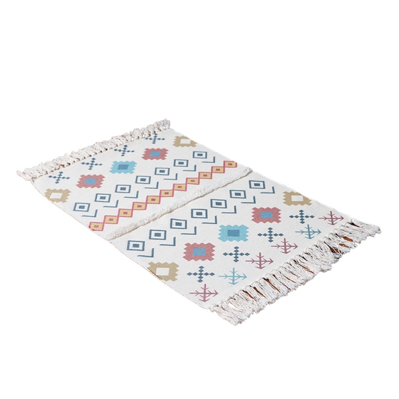 Thảm Cotton Họa Tiết Hình Học Phong Cách Bohemian Trang Trí Nội Thất