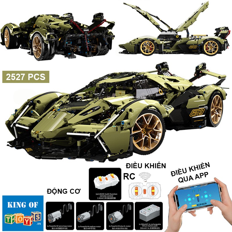 Đồ Chơi Lắp Ráp Kiểu LEGO TECHNIC Mô Hình Siêu Xe Điều Khiển Từ Xa RC LAMBORGHINI LAMBO V12 VISION GT Với 2527 Mảnh Ghép