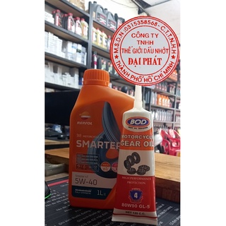 dầu nhớt combo nhớt tay ga repsol smarter scooter5w40 1L và hộp số BOD 80w90 chống hú láp