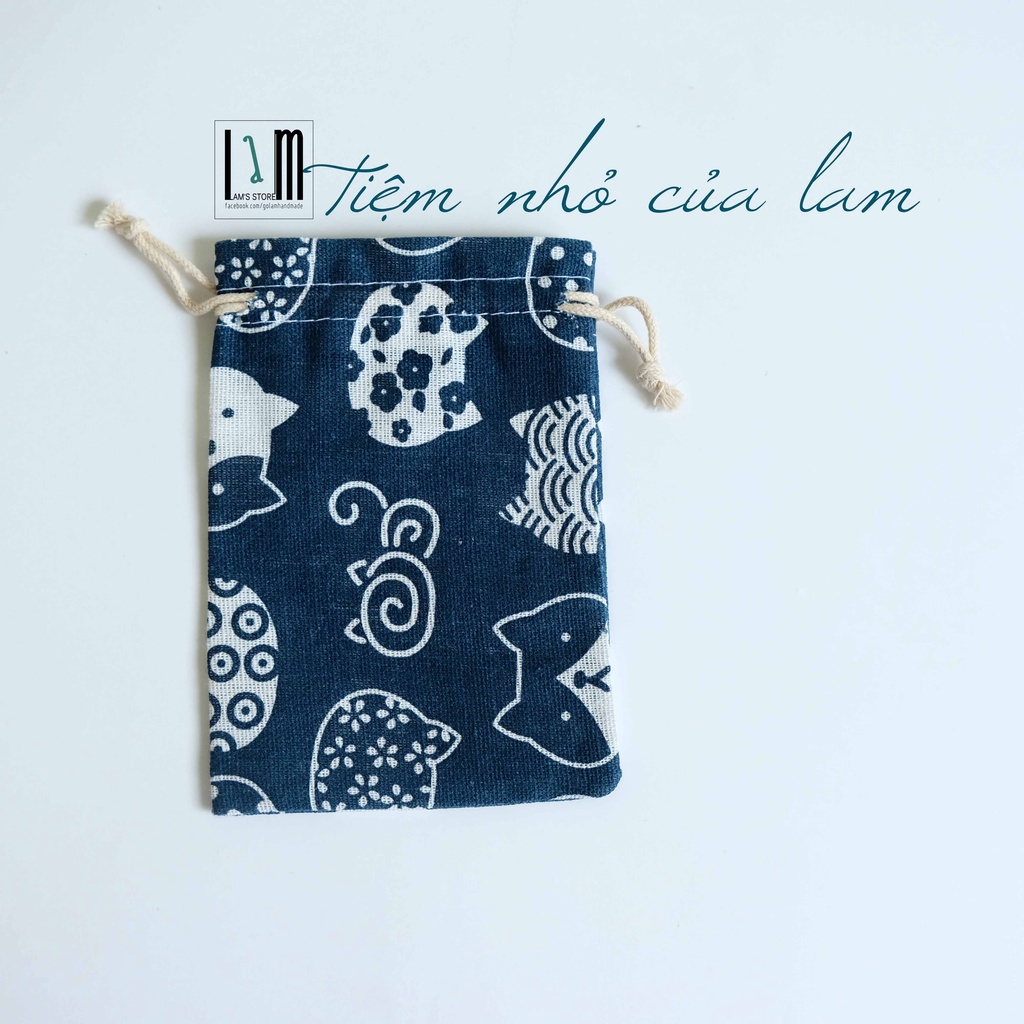 Túi vải rút nhỏ, túi mini đựng tai phone hoặc mĩ phẩm khi đi du lịch