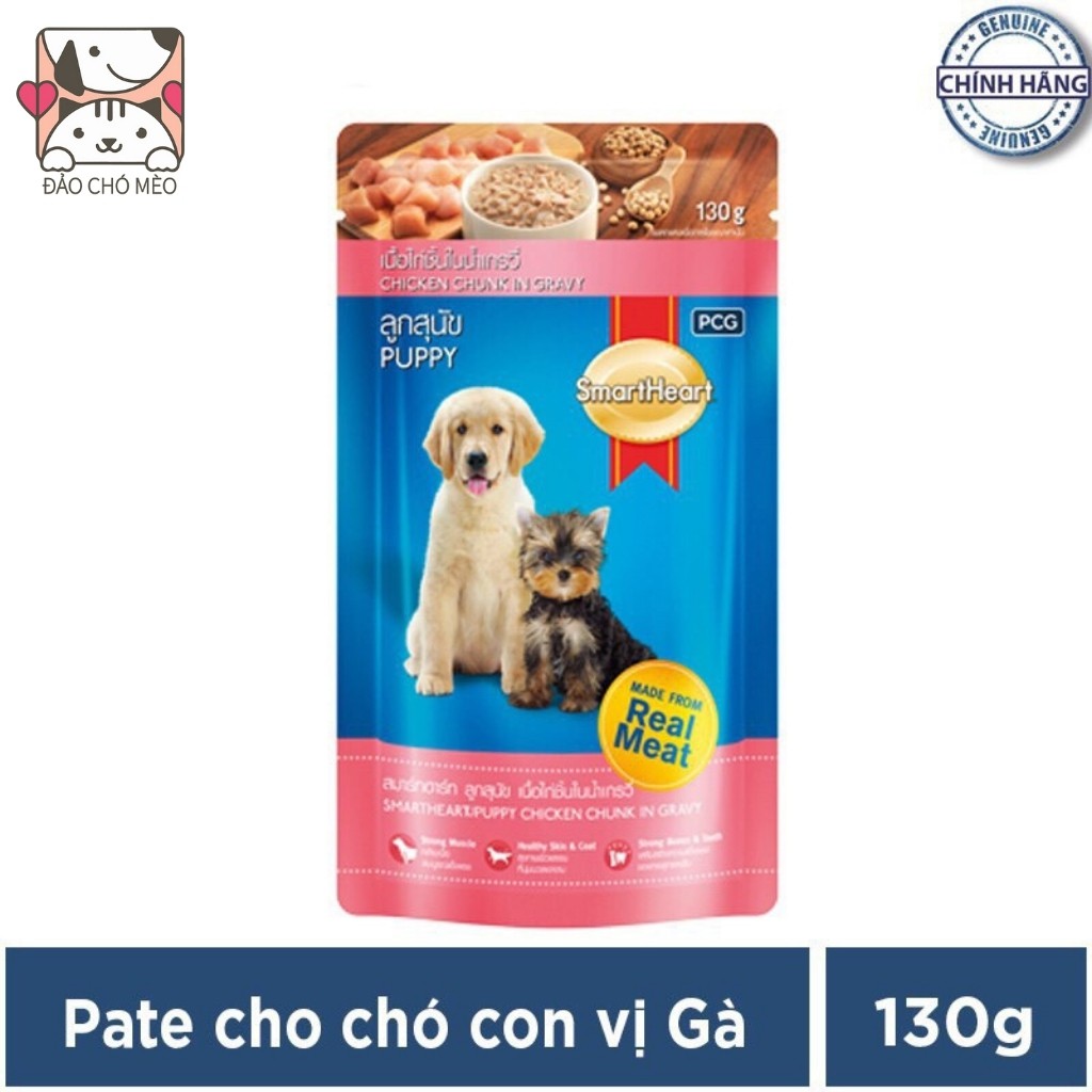 Thức ăn cho chó Smartheart dạng ướt xốt vị Gà Bò Gan 130g 4 vị - Đảo Chó Mèo