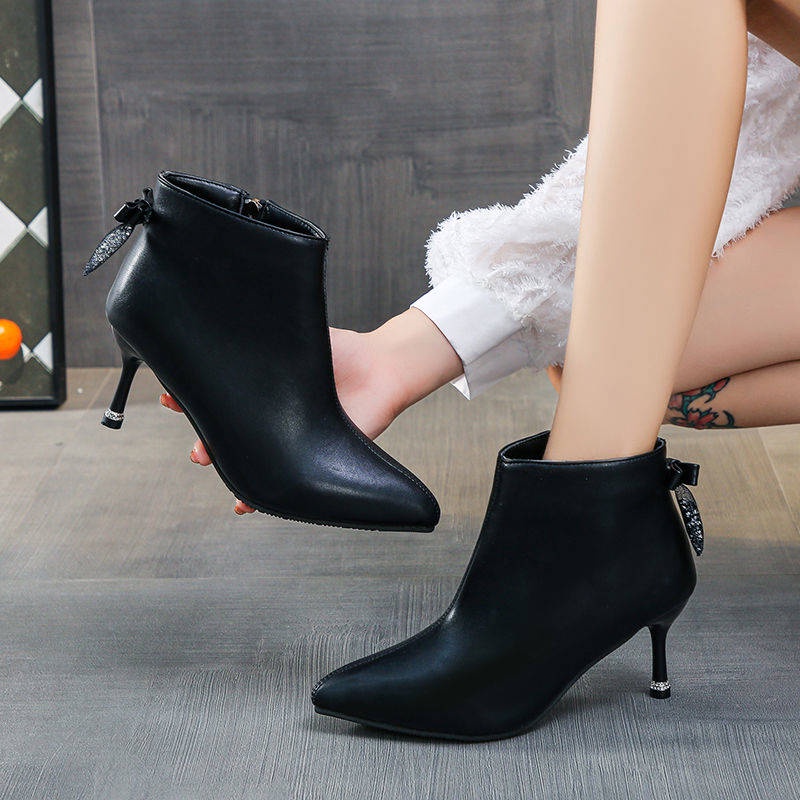 Giày bốt cao gót mũi nhọn thời trang cho nữ size 35-43 41 42