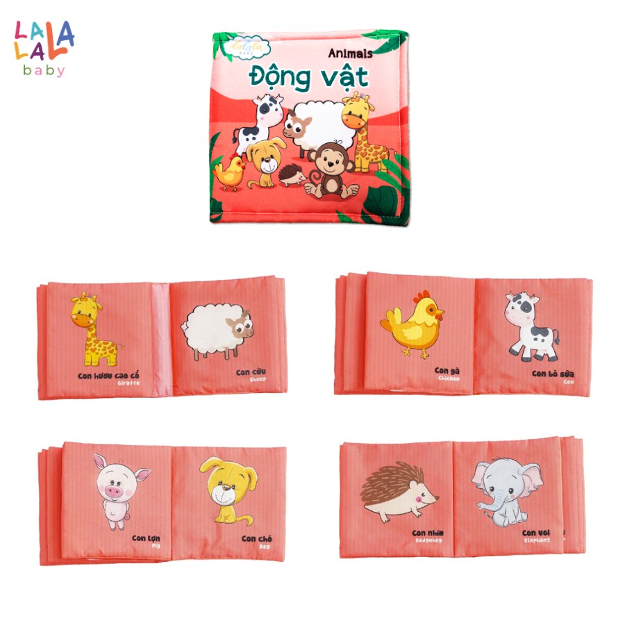 Bộ 8 cuốn Sách vải Lalala baby, kích thích đa giác quan: My very first book, kích thước 15x15cm 12 trang