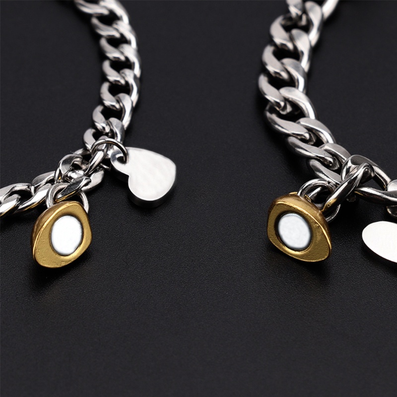 Vòng Tay Nam Châm Bằng Thép Titan Không Gỉ Hình Trái Tim Cho Cặp Đôi