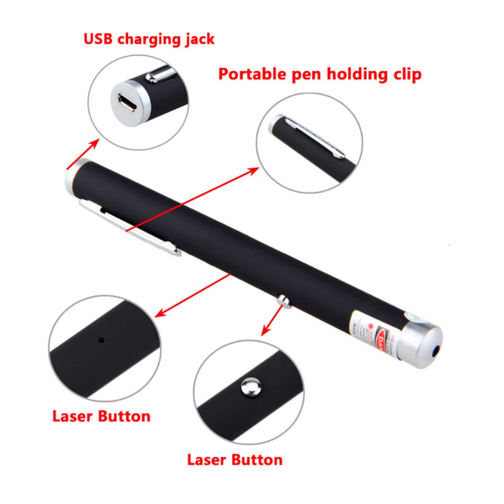 Con Trỏ Laser USB201 Điểm Đơn Màu Xanh Lá / Đỏ / Xanh Dương / Tím Có Thể Sạc Lại