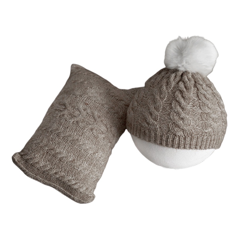 Bộ Gối Và Mũ Đan Len Dùng Làm Đạo Cụ Chụp Ảnh Cho Bé Sơ Sinh