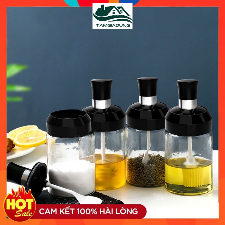 Hủ Đựng Gia Vị-Lọ Đựng Gia Vị Thủy Tinh Kèm Thìa Cao Cấp Nắp Nhựa 250ml | BigBuy360 - bigbuy360.vn