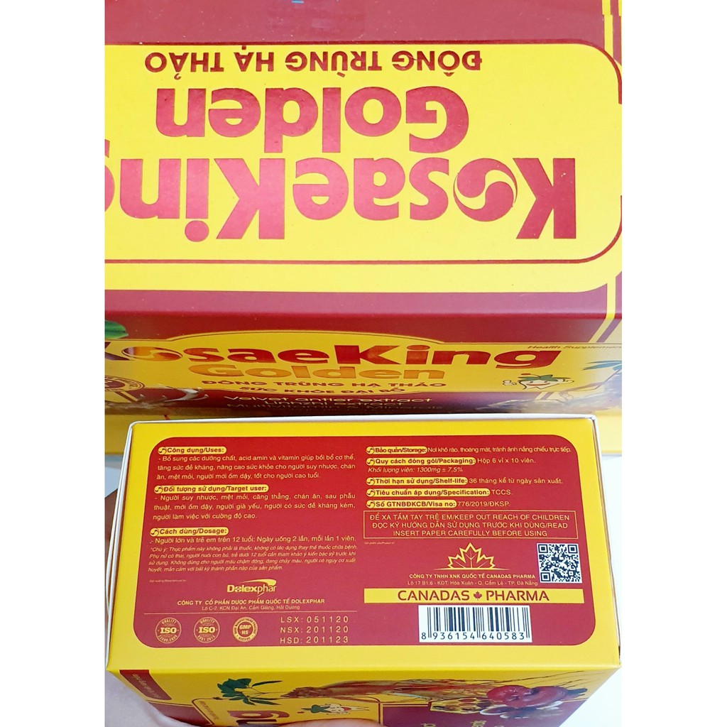 KOSAEKING GOLDEN - VIÊN ĐÔNG TRÙNG HẠ THẢO - SỨC KHỎE ĐẠI BỔ - HỘP 60 VIÊN
