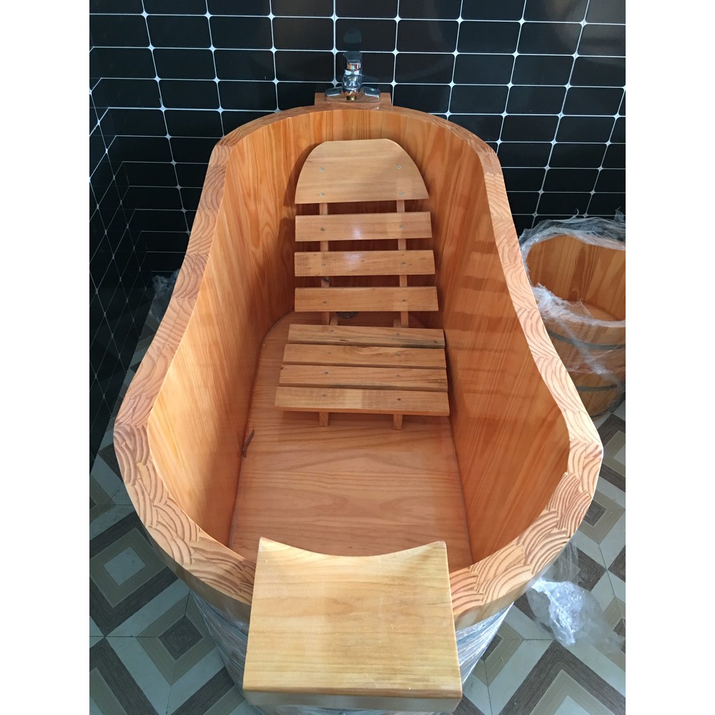 Bồn tắm gỗ dài massage spa