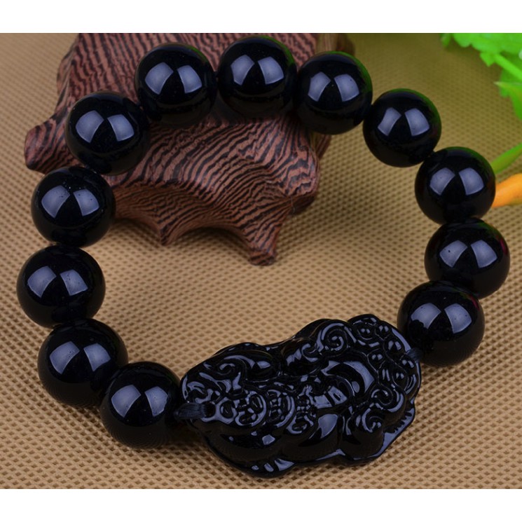 Vòng Đá Thiên Nhiên Phong Thuỷ 12 Ly Đen P039