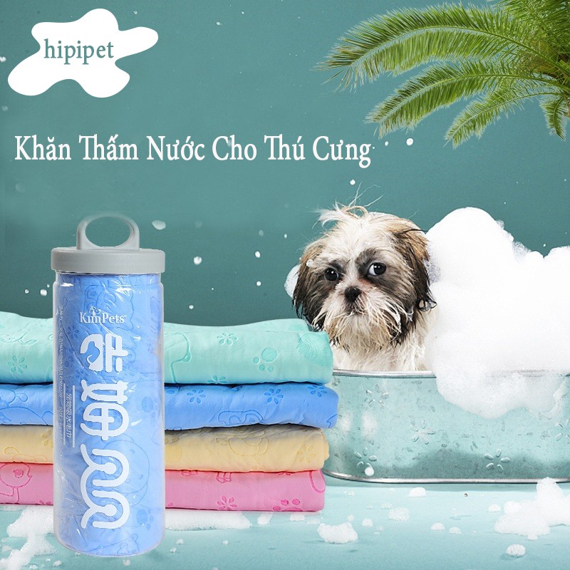 Khăn tắm chó mèo siêu thấm hút size lớn, có hộp đựng, phụ kiện chó mèo cần thiết YEUPET