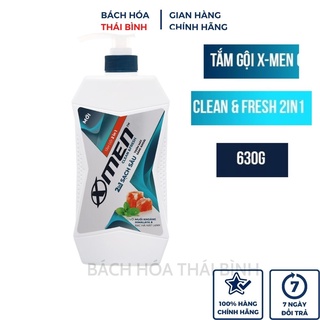 Dầu Gội Sữa Tắm X-Men Clean & Fresh 2in1 Sạch Sâu  chai 630g