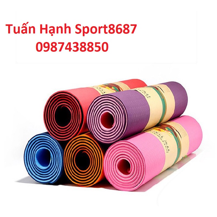 Thảm Tập Yoga chống trượt 2 lớp dày 6mm chất liệu cao su non TPE cao cấp