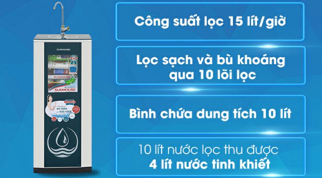 Máy lọc nước ro 10 lõi sunhouse  shr88210k