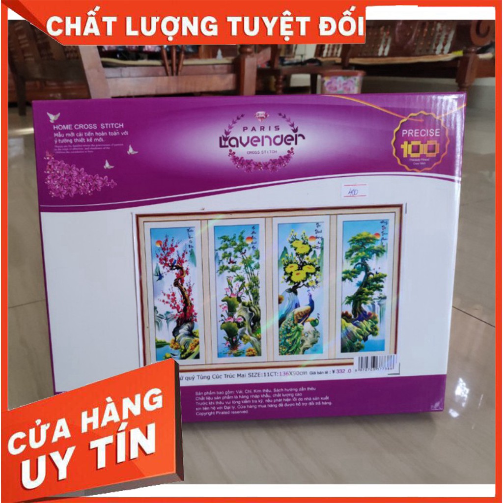 [Giảm Kịch Sàn] Tranh Thêu Chữ Thập TỨ QUÝ LV3262 mẫu mới