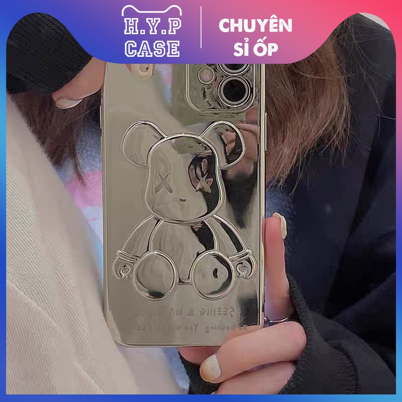 Ốp Lưng Iphone KAWS Bóng Nổi 3D Viền Si Chống Bẩn Cạnh Vuông Full Bạc (02) | BigBuy360 - bigbuy360.vn