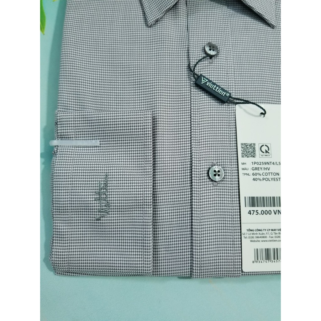 Aó sơ mi nam Việt Tiến dài tay mã 1P0259NT4  chính hãng ,cao cấp - form suông REGULAR - tà bầu ,họa tiết .SHOP HỨA