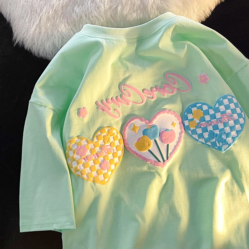 Áo thun ZHELIHANGFEI tay ngắn in họa tiết oversize thời trang cho nữ