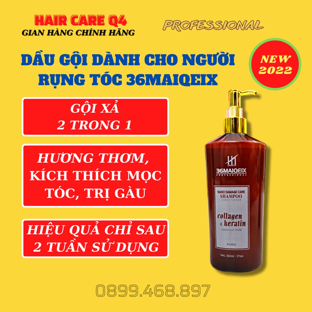 Dầu Gội Xả Hương Nước Hoa HT Cosmetics 36MAIQEIX COLLAGEN & KERTATIN Coconut Milk Paris NANO Damage Care  - Hair Care Q4