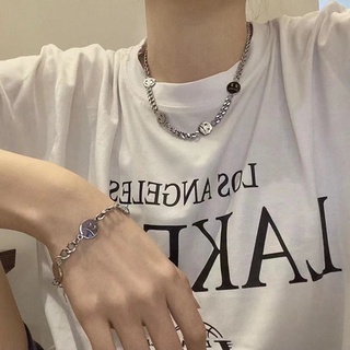 Bộ 2 vòng cổ / Vòng Tay / vòng cổ Mặt Cười Bằng Titan Thời Trang Phong Cách Hip Hop Hàn Quốc Cho Nam Và Nữ