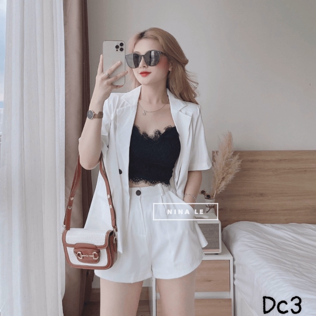 (Mẫu Mới) Sét Bộ Áo BlaSer + Quần Short Cùng Màu Đẹp Như Hình Mẫu UP h.h.p