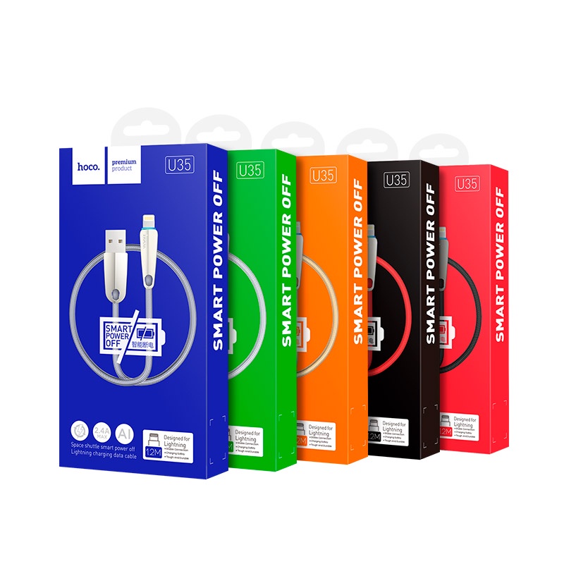 Dây Sạc IP Hoco U35 Chất Liệu Dây Bọc Dù Độ Bền Cực Cao. Cáp Sạc Hoco U35 Hỗ Trợ Sạc Nhanh. Bảo Hành 12 Tháng