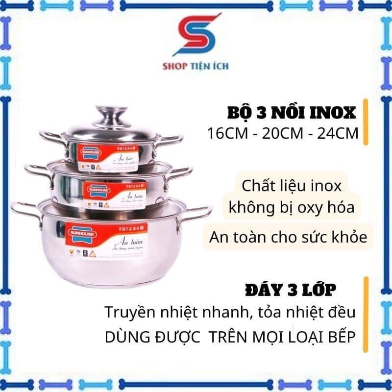 Bộ nồi inox 3 đáy SUNHOUSE SH335