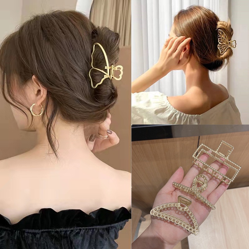 Kẹp Tóc Hình Cá Mập Bằng Kim Loại Phong Cách Hàn Quốc Cho Nữ