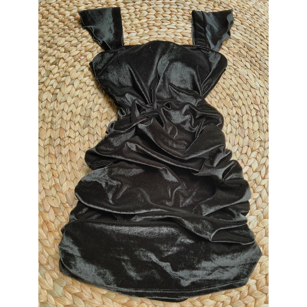 Đầm body nhung tay cánh tiên, váy 2 dây nhung tiểu thư
