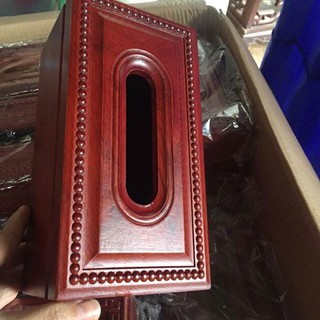 Hộp khăn giấy  gỗ hương chạm khắc