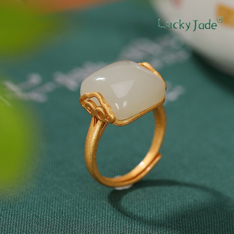 Nhẫn Mạ Bạc 925 18K Đính Đá Ngọc Bích Thời Trang Cho Nữ