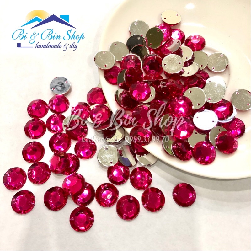 100 Viên Đá Kết Tròn 12mm Đính Kết Trang Phục Thời Trang
