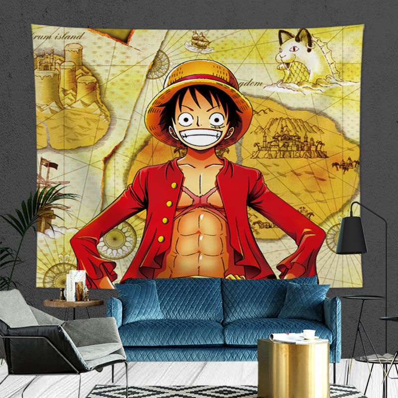 Anime Luffy One Piece Vải nền in Vải treo Trang trí phòng ngủ Ký túc xá cần phải có Vải dán tường Tấm thảm Tấm thảm Những gì bạn thấy là những gì bạn nhận được