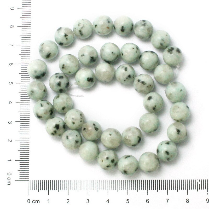 Chuỗi hạt đá tròn màu xanh lá chấm đen 4-10mm dùng làm trang sức diy