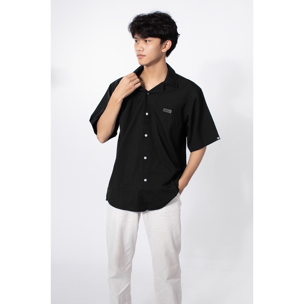 Áo sơ mi unisex cổ vest 16801 4Lucky - form rộng ngắn tay