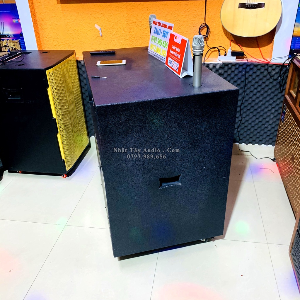 Thùng loa kéo điện bass đôi NT 1006 FX , Dàn âm thanh karaoke di động công suất lớn cao cấp