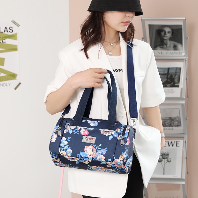 Túi Xách Vải Canvas Đeo Vai Sức Chứa Lớn In Họa Tiết Hoa Phong Cách Mới Cho Nữ
