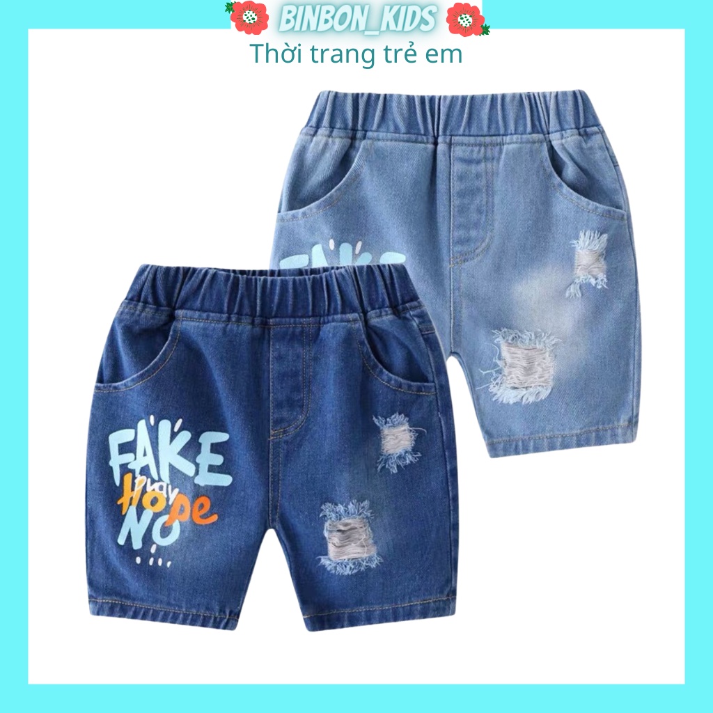 Quần Sooc Jean,Quần Đùi FAKE Cho Bé Trai Và Bé Gái Từ 10-25kg.Set quần trẻ em FK2104 BINBON KIDS