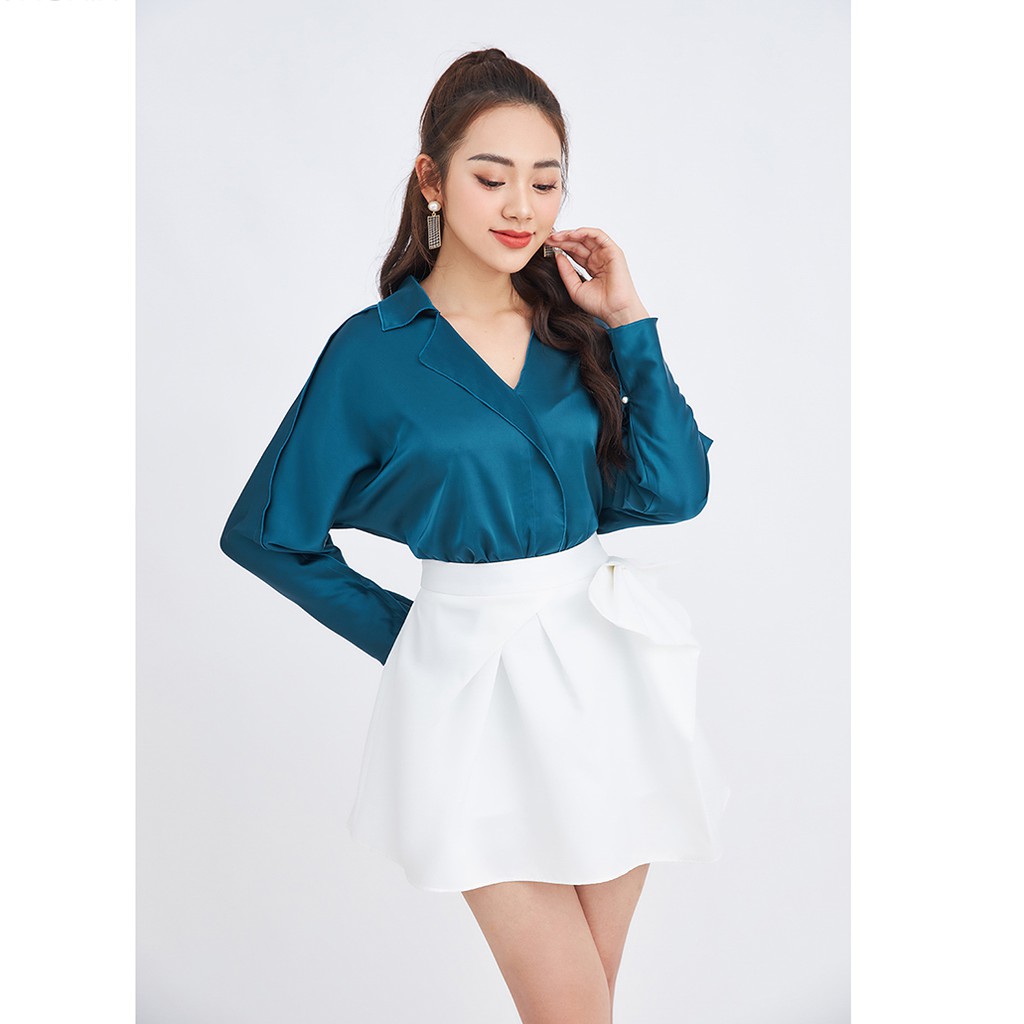Chân váy ngắn 92WEAR 2 màu, đủ size, dáng A xếp nơ 1 bên JAA1332 | BigBuy360 - bigbuy360.vn