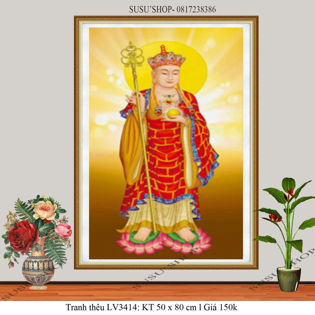 Tranh thêu chữ thập ( giá sỉ) Địa Tạng Vương Bồ Tát LV3414 (50x80cm)