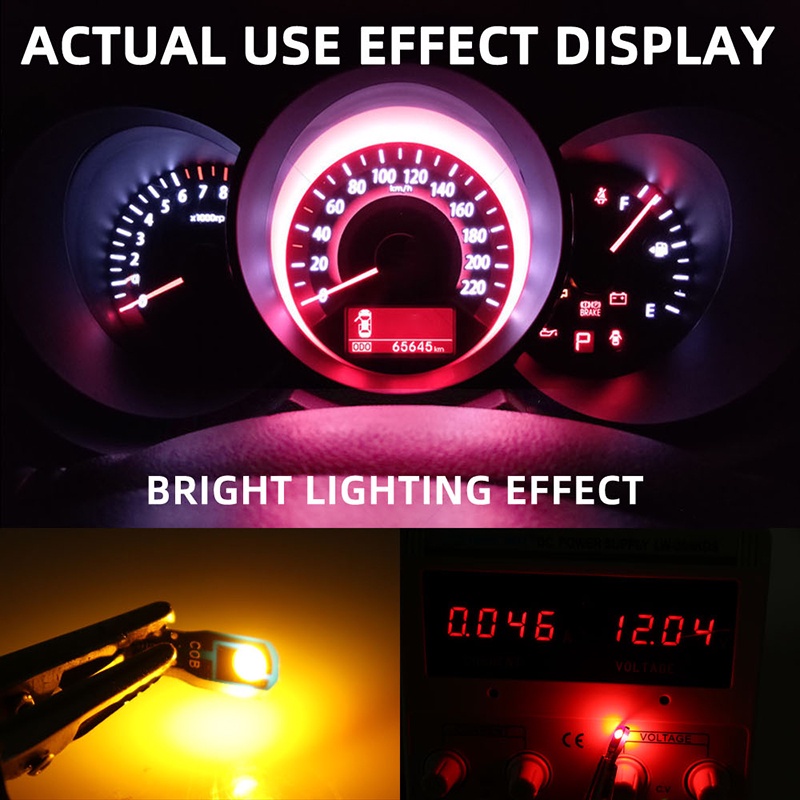 Bộ 10 đèn LED KEVANLY T5 2 Led SMD COB 12V DC ánh sáng trắng cho ô tô