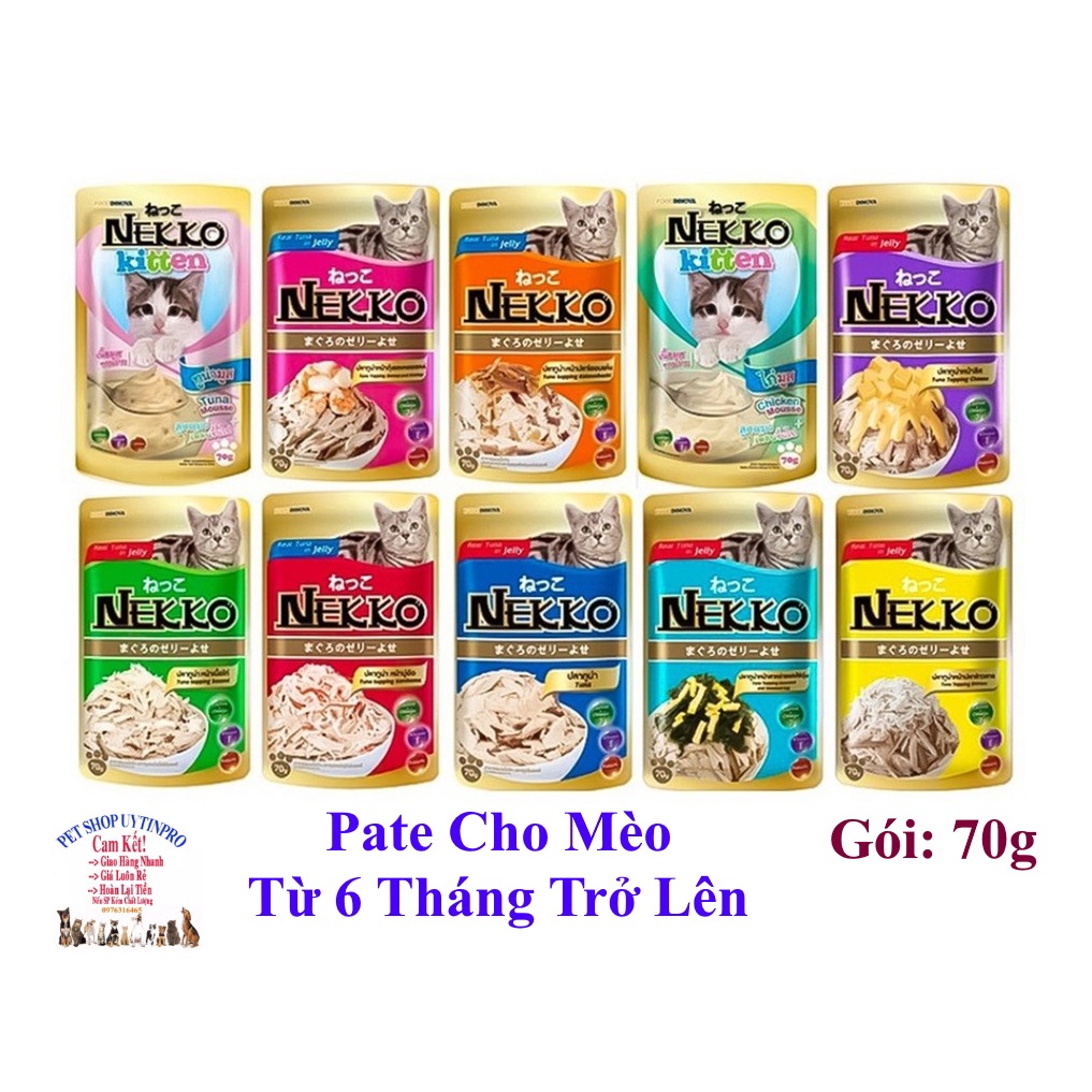 Pate cho Mèo NEKKO Gói 70g Bổ sung dinh dưỡng Thơm ngon khó cưỡng Xuất xứ Thái Lan