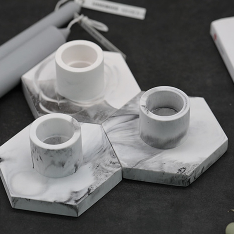 Khuôn Làm Giá Đỡ Nến Hình Lục Giác / Tròn / Tròn Bằng Silicon Đa Năng Tiện Dụng