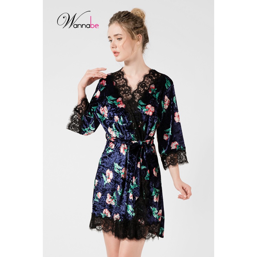 [Mã FASHIONMALLT4 giảm 15% đơn 150k] Áo choàng ngủ nhung velvet, Wannabe KI612