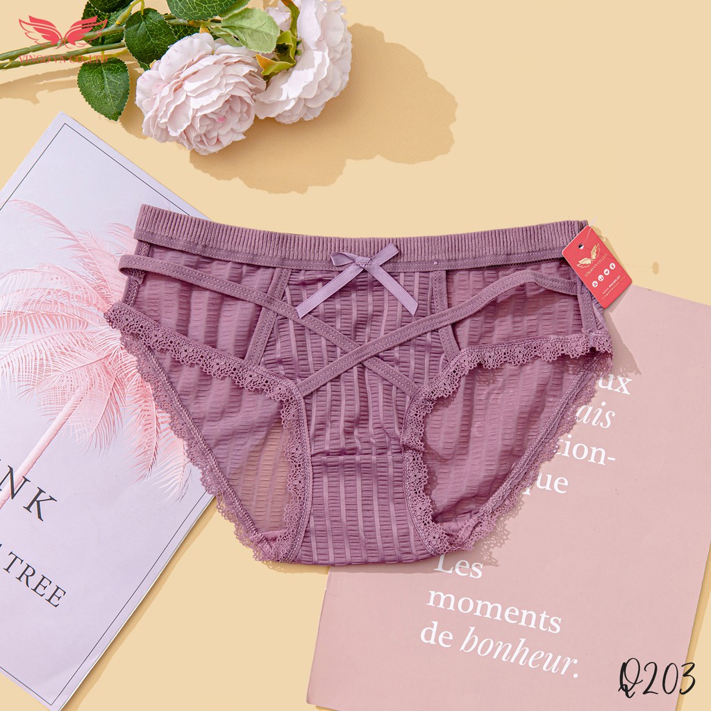 VINGO Quần Lót Nữ Dây Đan Chéo Chất Ren Gân Thấm Hút Kháng Khuẩn Q203 VNGO | BigBuy360 - bigbuy360.vn